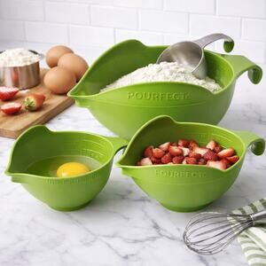 Pourfect Measuring Bowl Set Randy Kaas Design Green Made In USA 3 Piece